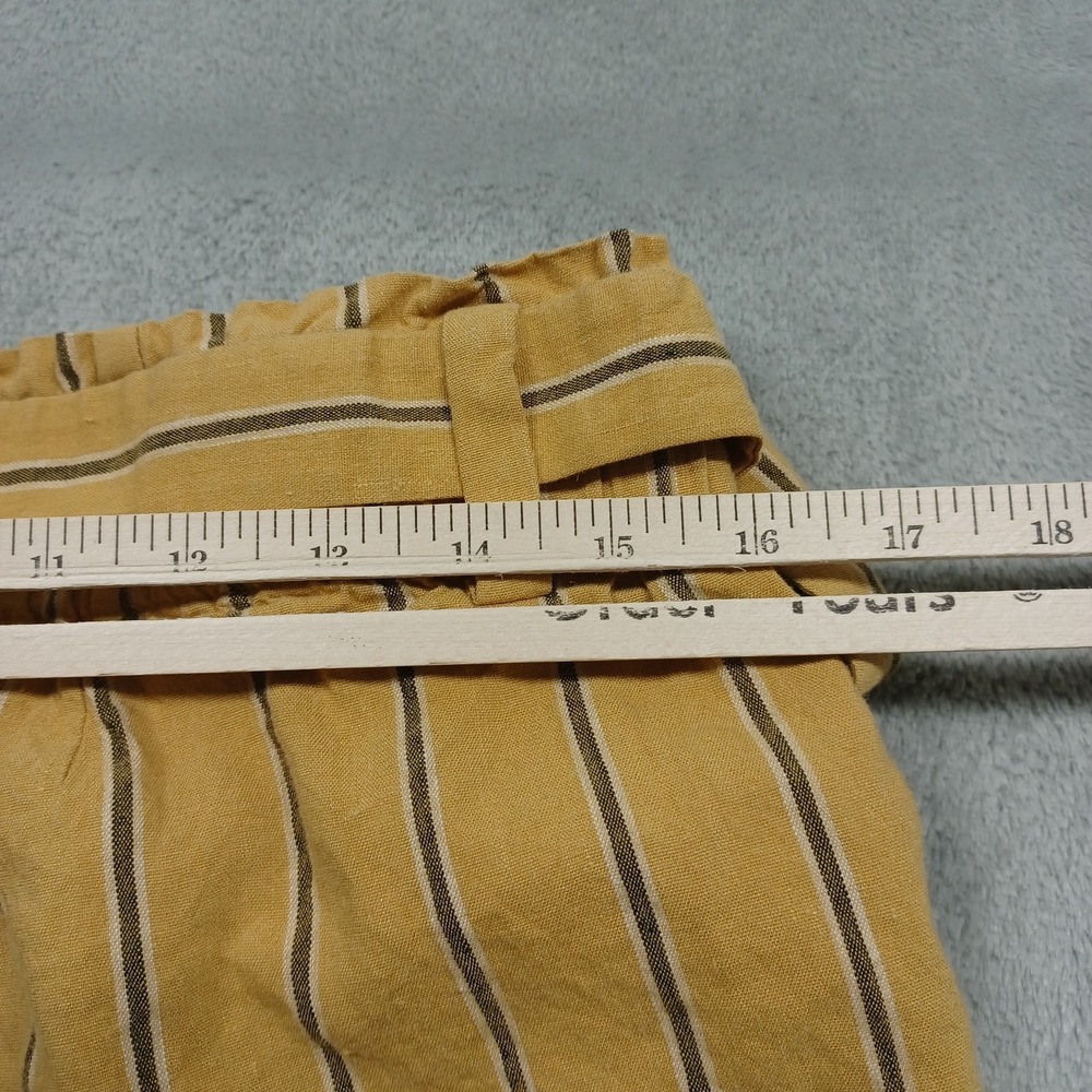 J Jill Pants Womens Medium Yellow Linen Wide Leg Belted Striped Stretch Preppy - Picture 9 of 9